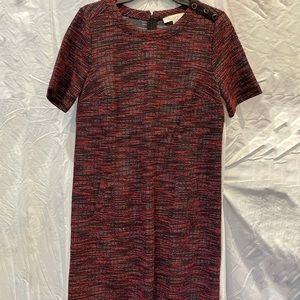 Loft Red Marbled Sheath Dress w/front Pockets Med